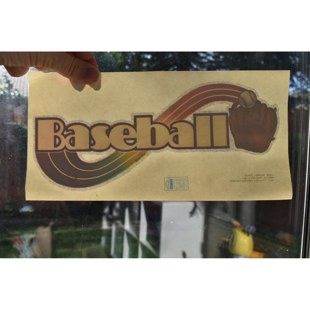 Vintage 70s Baseball Iron On Transfer Rainbow Graphic New Old Stock 9.75x3.5